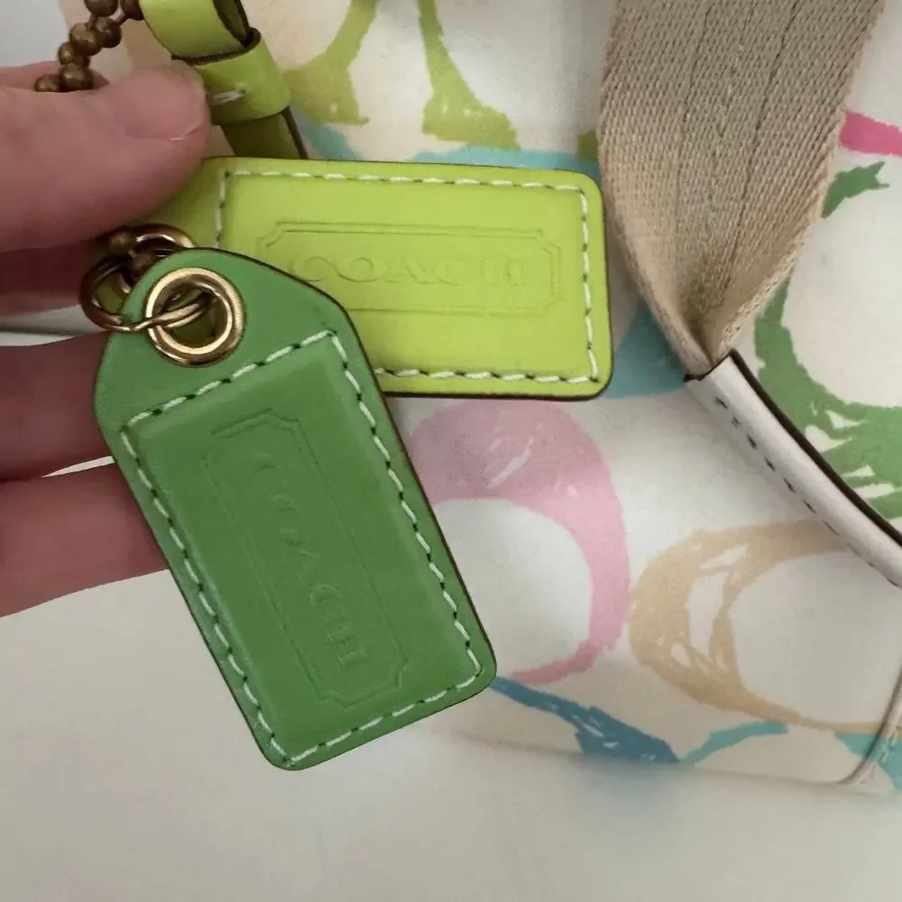 Coach Hamptons Rainbow Pastel Signature Scribble Tote Bag Purse Y2K Style 247 - Picture 12 of 15